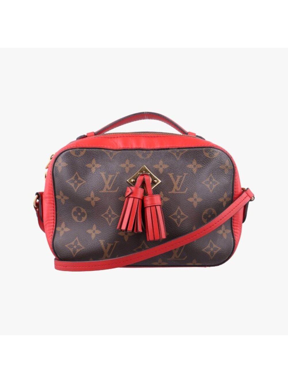 Louis Vuitton Saintonge Monogram Brown Coquelicot Canvas Calfskin